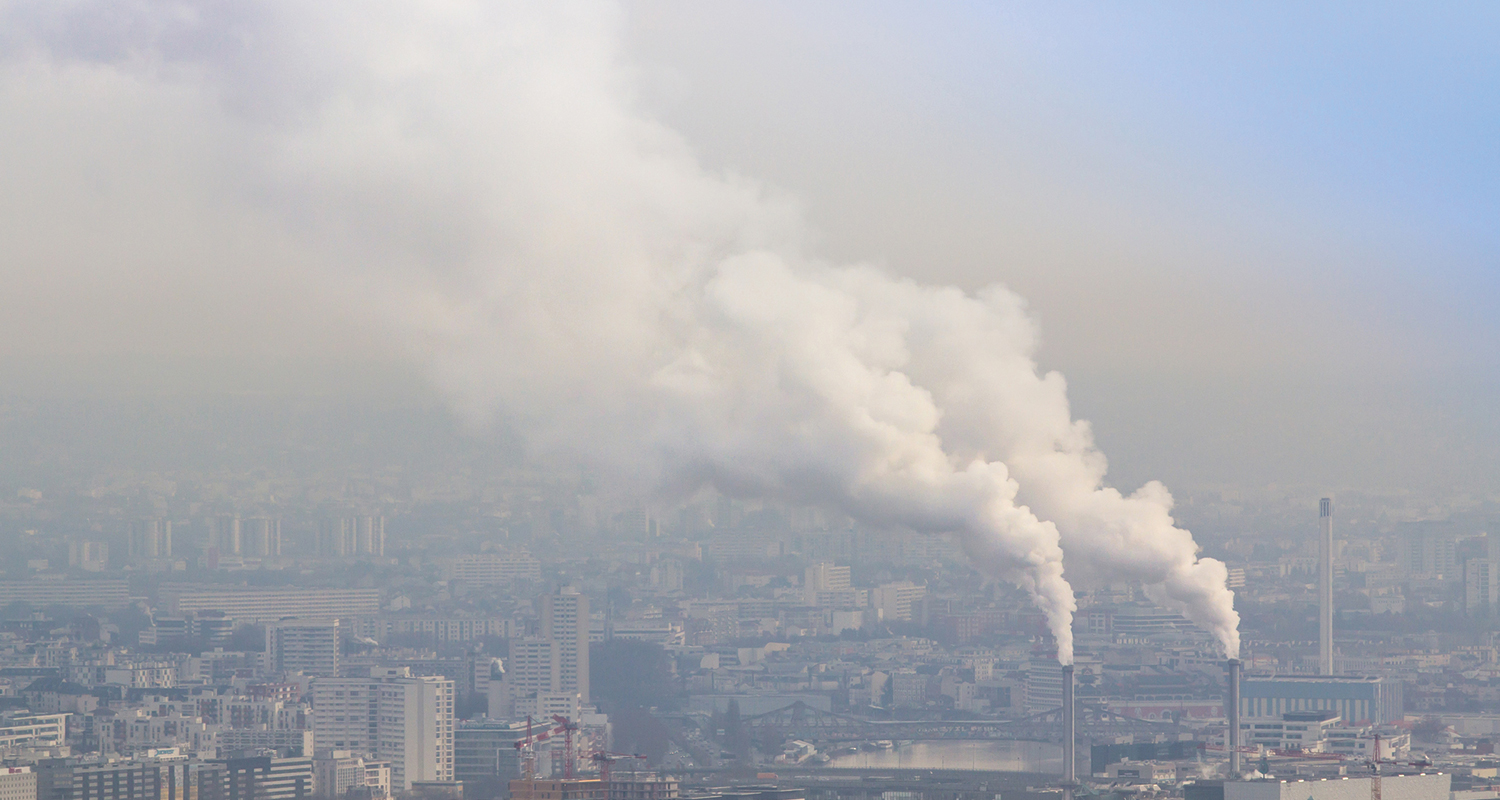 smoke and pollution over a city