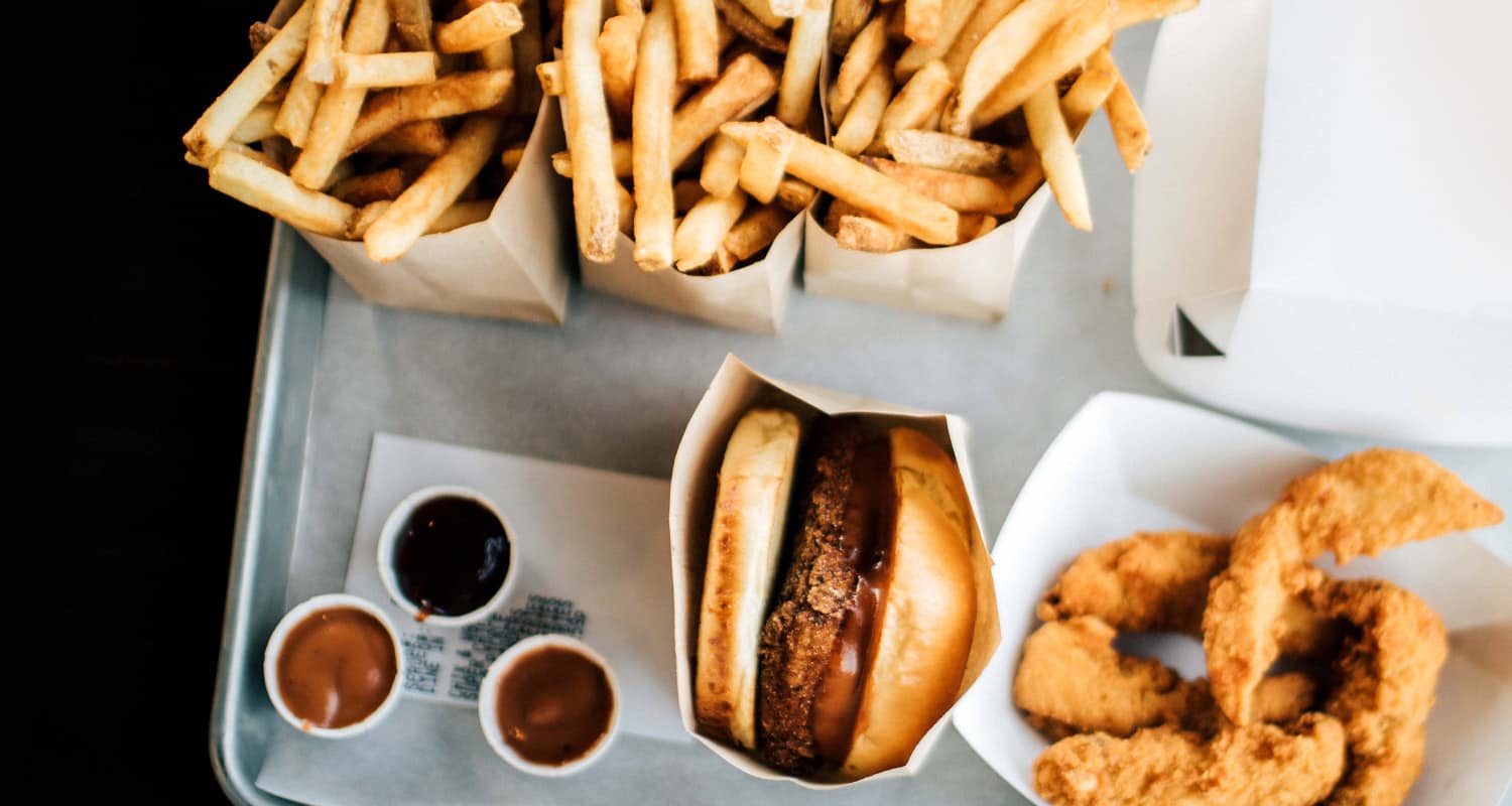 fast food burger and fries