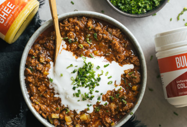 A bowl of keto chili