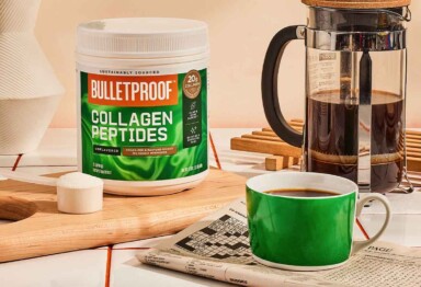 bulletproof collagen peptides and french press coffee