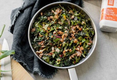 Southern-style collard greens with Brain Octane Oil and Collagen Protein