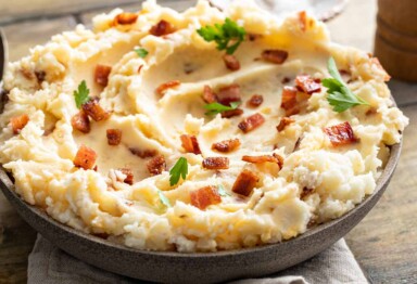 A dish of bacon-mashed cauliflower