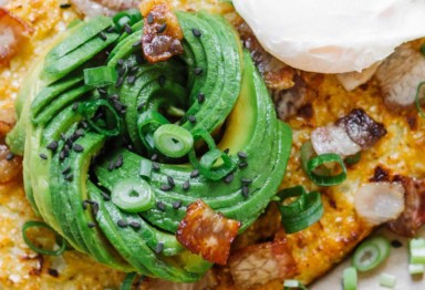 Cauliflower toast with avocado swirl