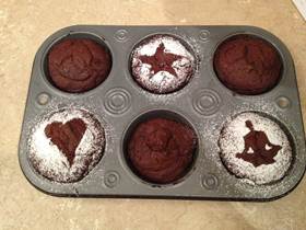 Pan of freshly baked Bulletproof cupcakes