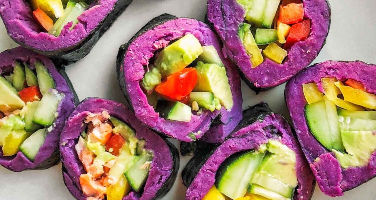 Purple Sweet Potato Salmon Sushi Roll