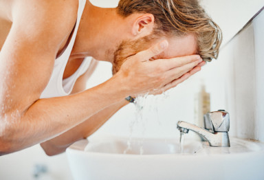 Man washing face