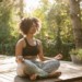 A black woman meditating outside