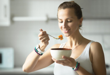 Woman eating keto meal